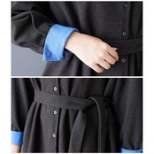 レイヤード風 配色 シャツワンピース  00130