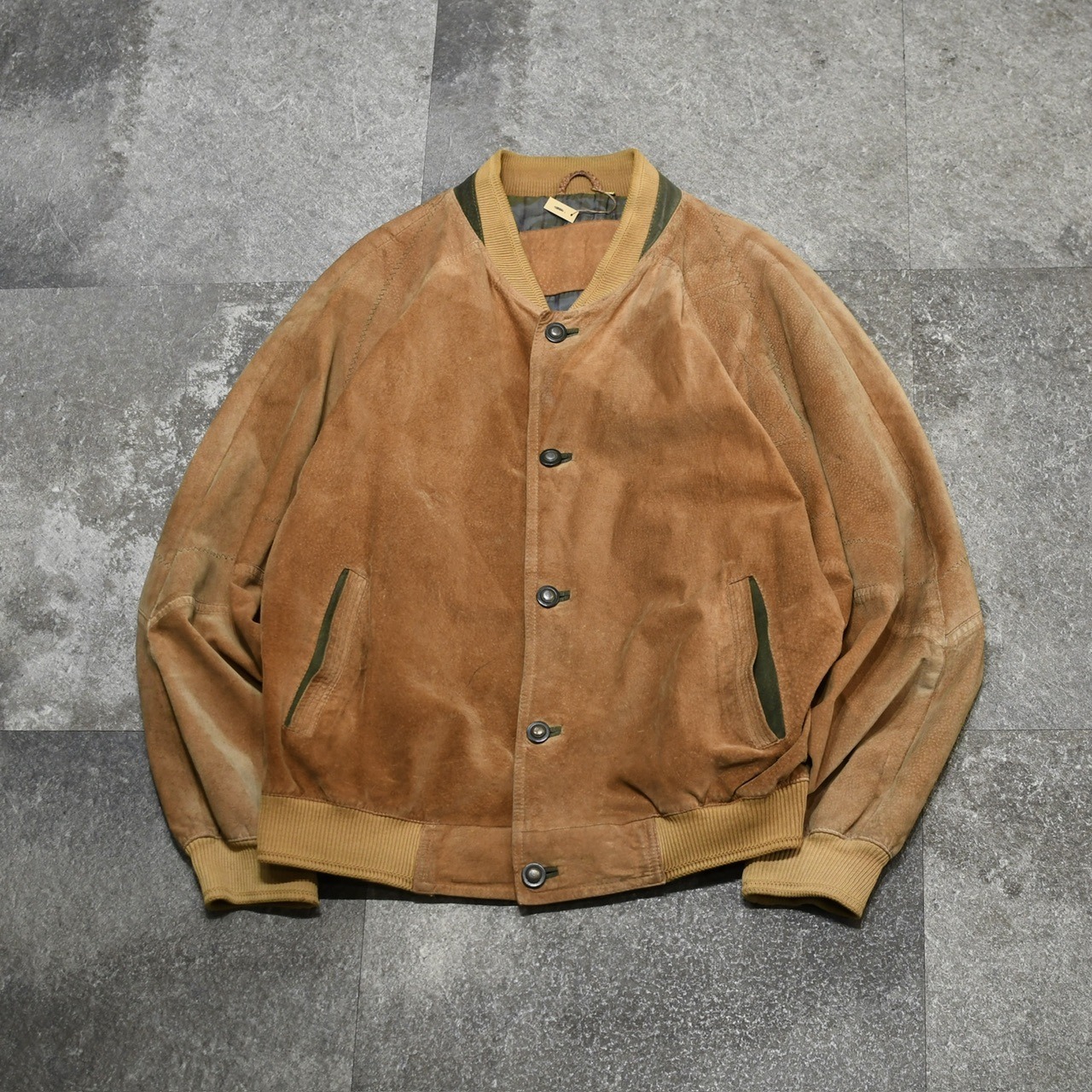 stitch design suede leather blouson