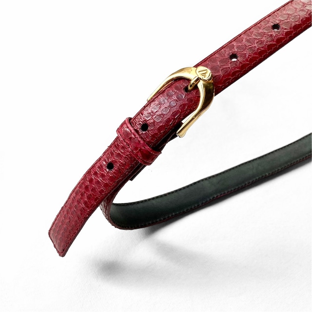 Red Snake Skin Narrow Belt / レッドパイソンベルト