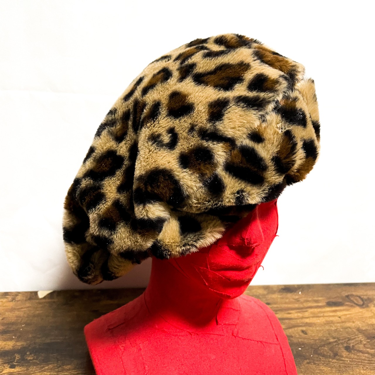 UNFINISHED豹柄ビッグシルエットベレー帽2