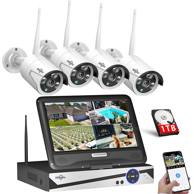 500万画素・信号強化】防犯カメラ 屋外 2台 モニター付き ワイヤレス