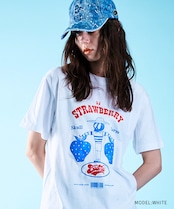ストロベリースカルプリントベーシックTシャツ (BLACK) CQ-46095