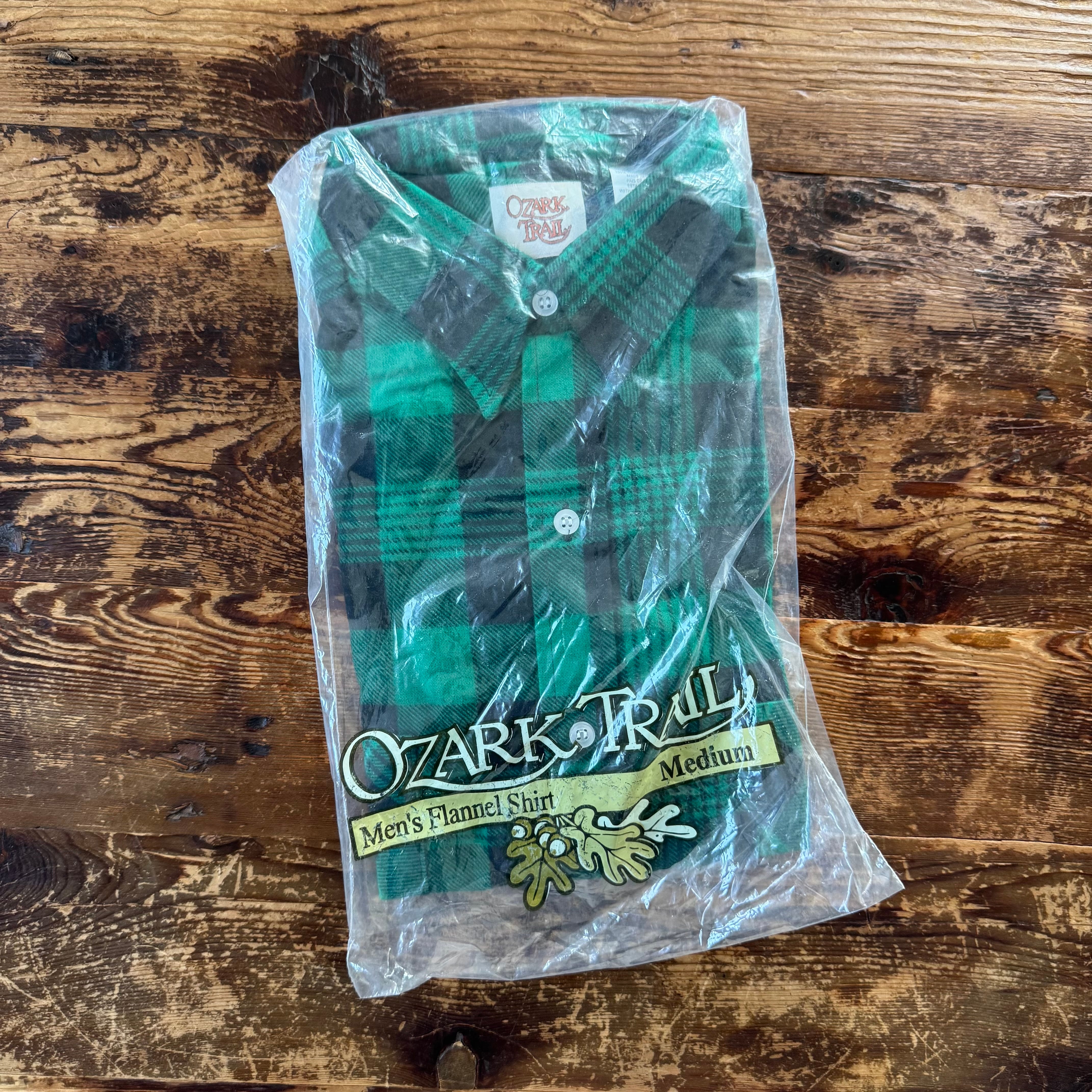 1980's Deadstock "Ozark Trail" Print-Flannel Shirt Green x Black / M