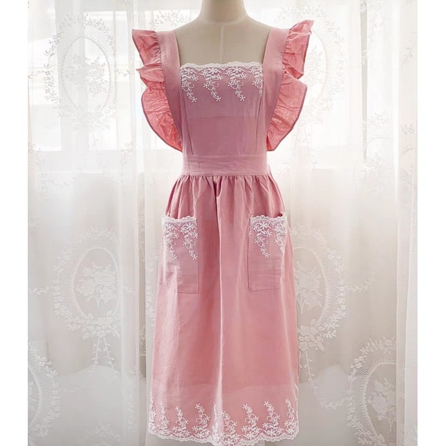 【ワンサイズ】フリル ワンピースエプロン