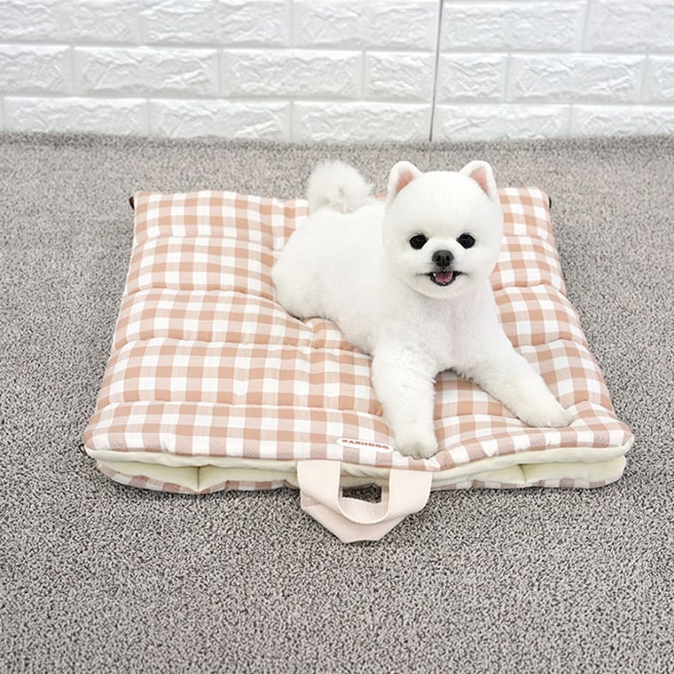 コンボペットカートクッション ( ウォーマー・マット兼用 )　/ 犬 カート クッション あご乗せ ペット用カート 洗える リバーシブル ウォーマー マット 持ち運び 両面 フリース オールシーズン 暖かい 一体型 韓国ブランド