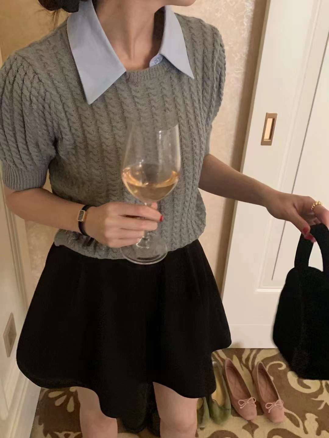 襟付き半袖ニット AJ22155-2335