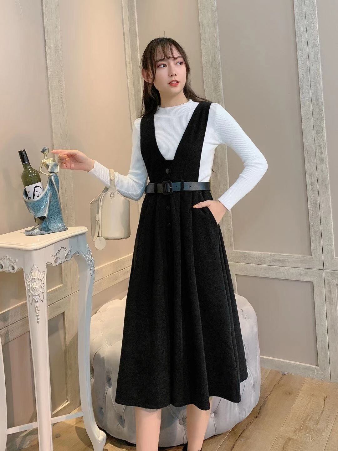 ウエストベルトオールインワンワンピース