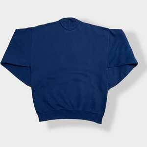 【SOFFE】90s USA製 CREEK TENNIS 刺繍ロゴ スウェット トレーナー プルオーバー ネイビー ヘビーコットン L オールド ビンテージ US古着