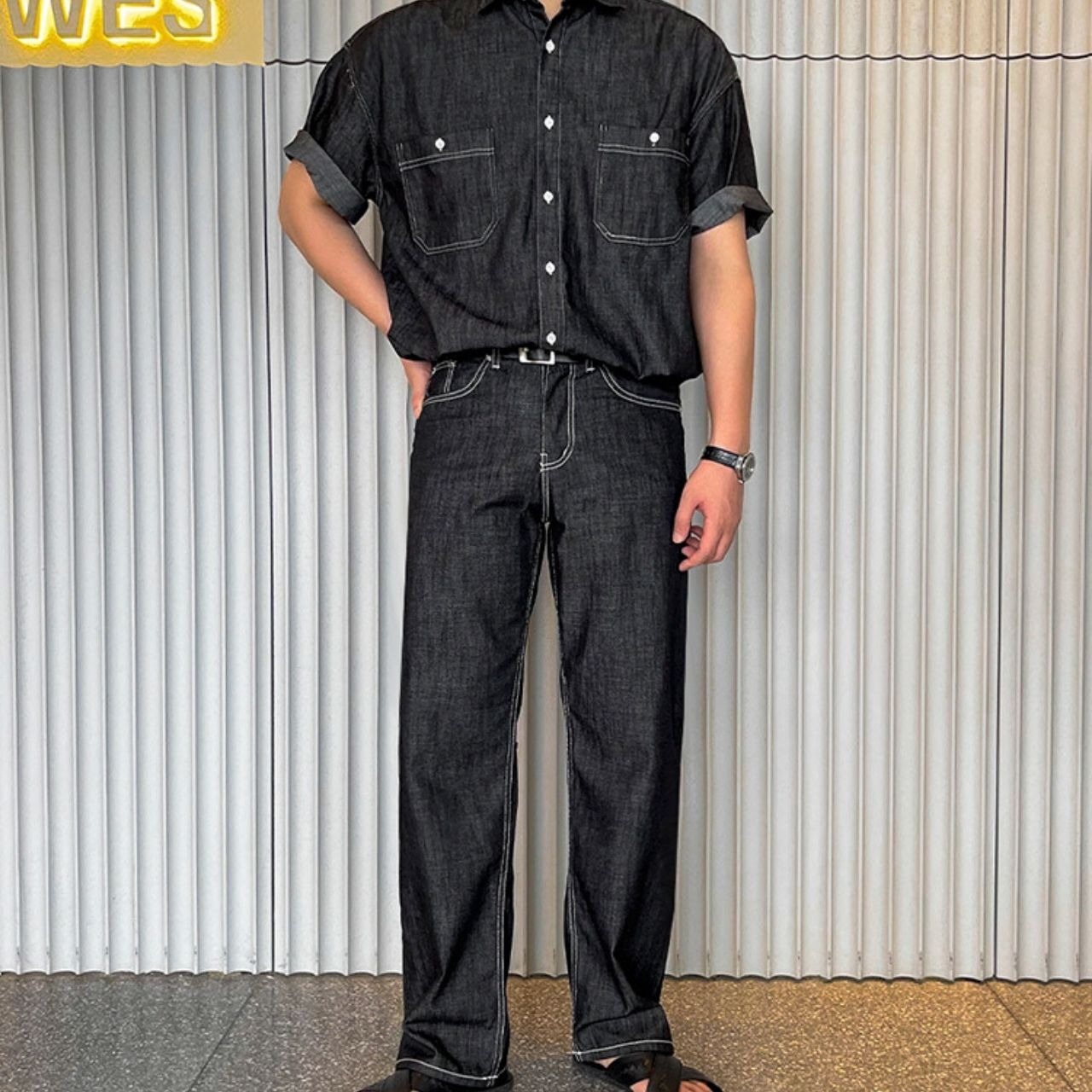 ブラックデニムシャツ　（別売りでセットアップのパンツあり）　MT0080436