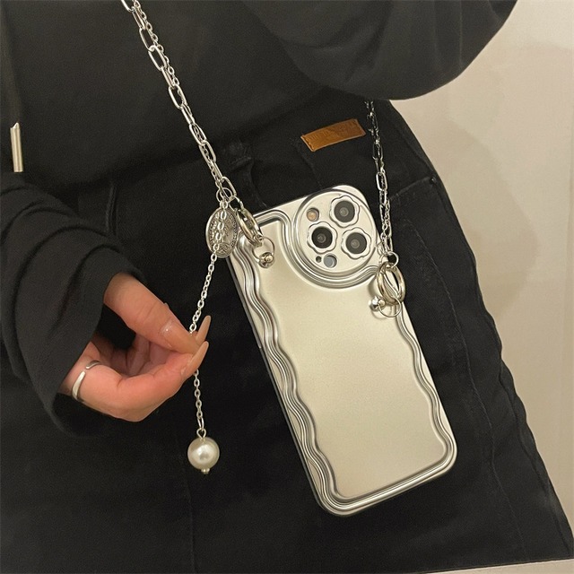 iPhone 14ProMax・13 Pro・12・11ケース チェーンストラップ付き 高級 
