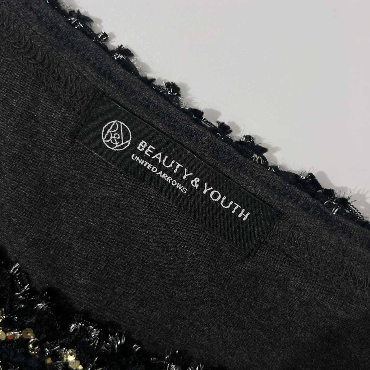 BEAUTY & YOUTH ビューティアンドユース ビジュー ボートネック ワンピース/グレー レディース