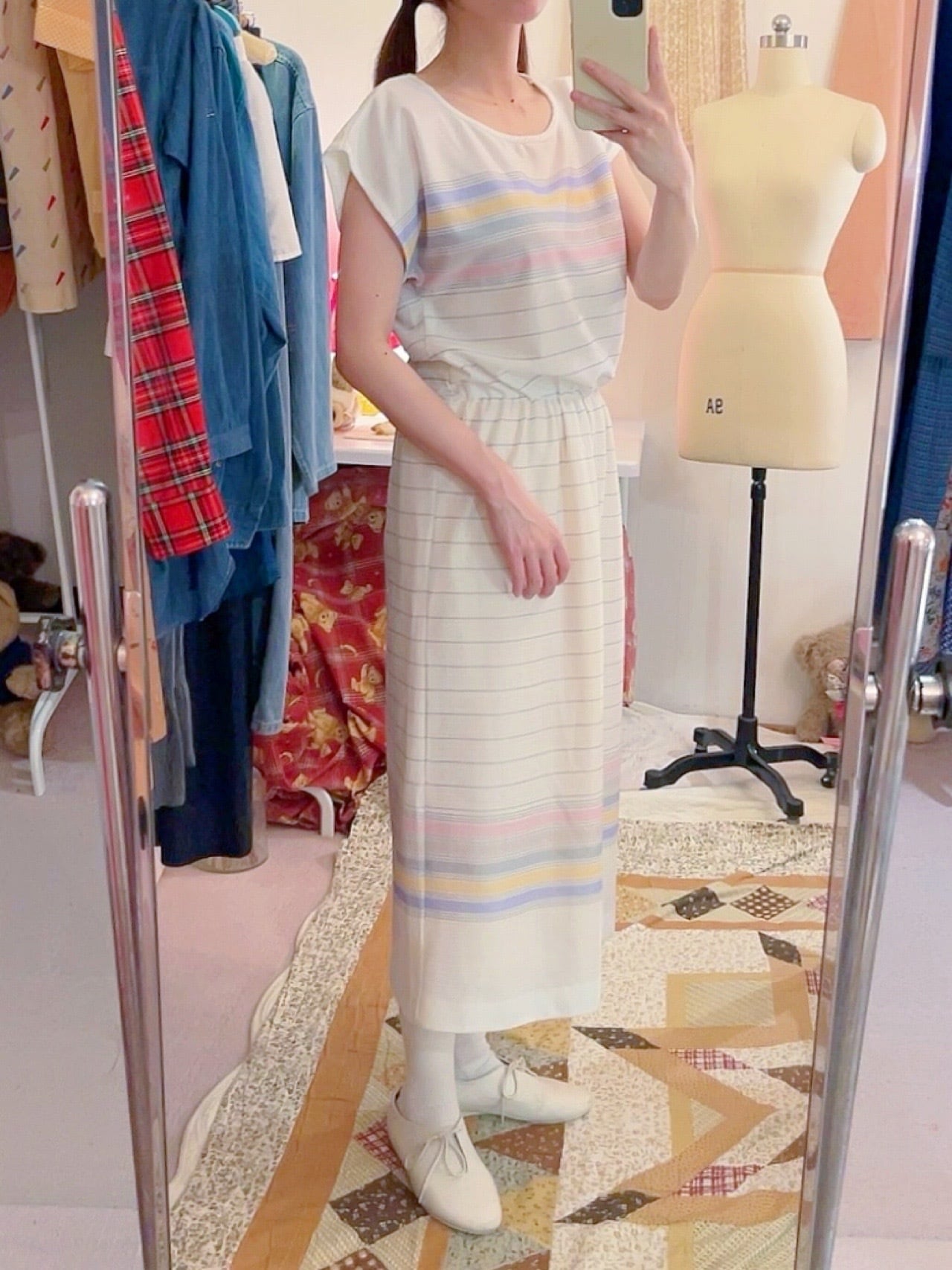 sherbet border french sleeve one-piece