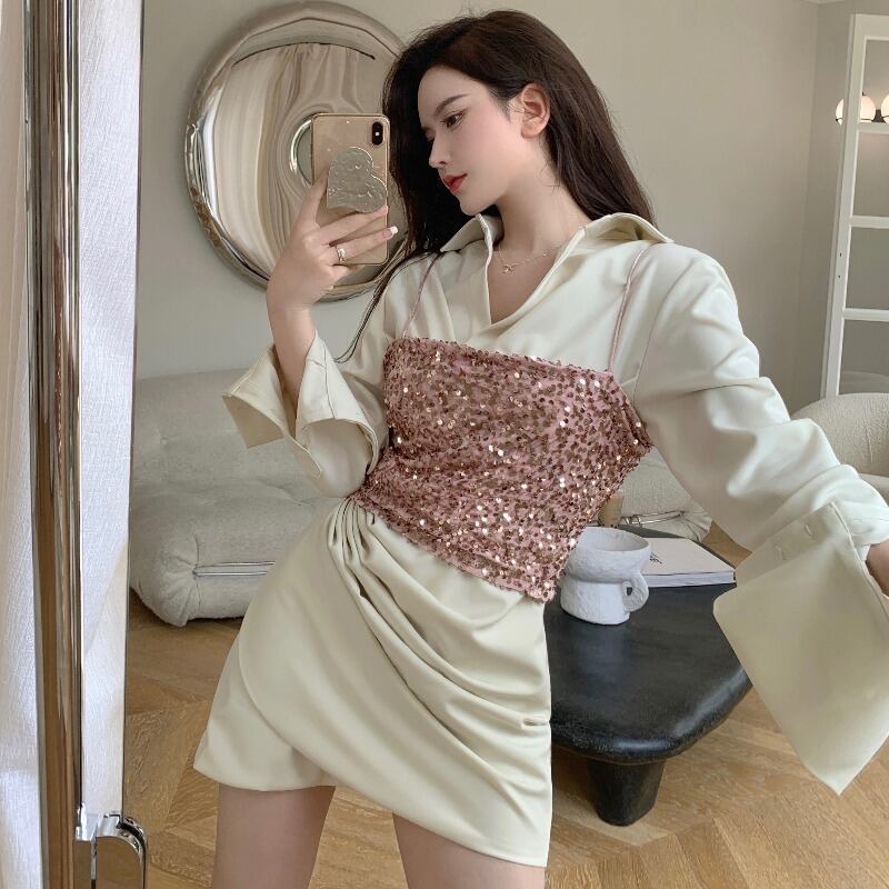 シャツ ドレス ハイウェストショートスカート オータムレディース ロング 秋物 ピュア YY-ファッション49869357199