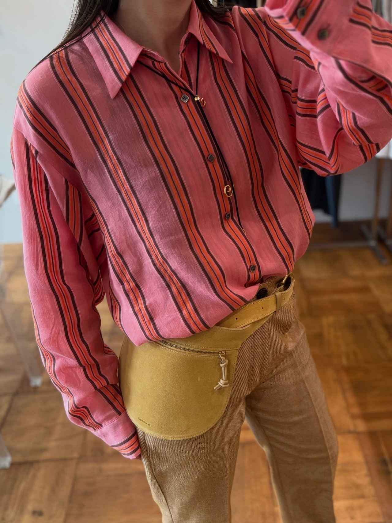 jonnlynx/JL226-SH1085 striped jong sleeve shirt(PINK)