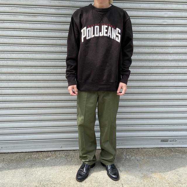 POLO JEANSポロジーンズ　ロゴワッペン前Vスウェット　フェードブラック