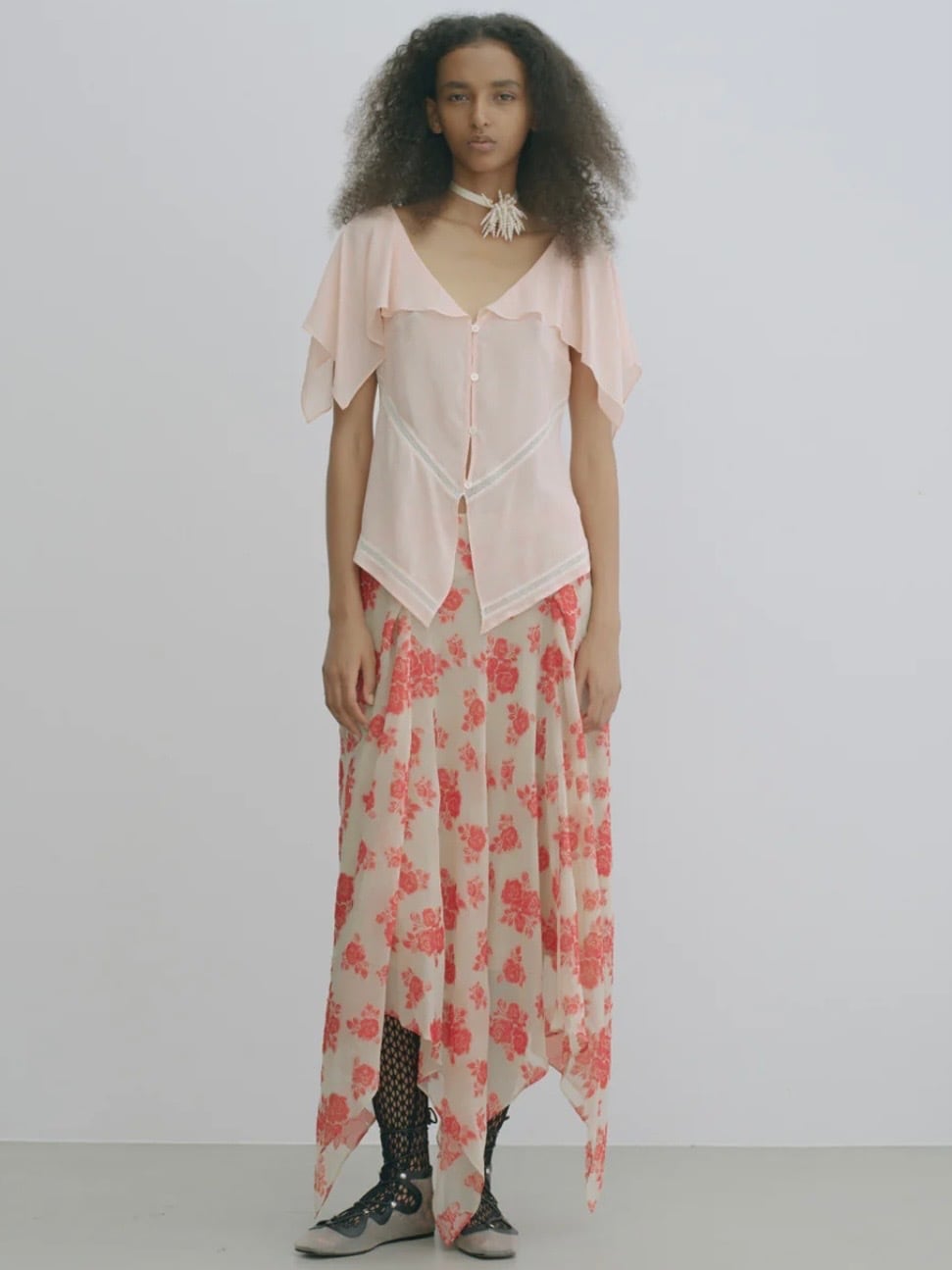 26SS】FETICO フェティコ / レースジャガードブラウス / LACE JACQUARD