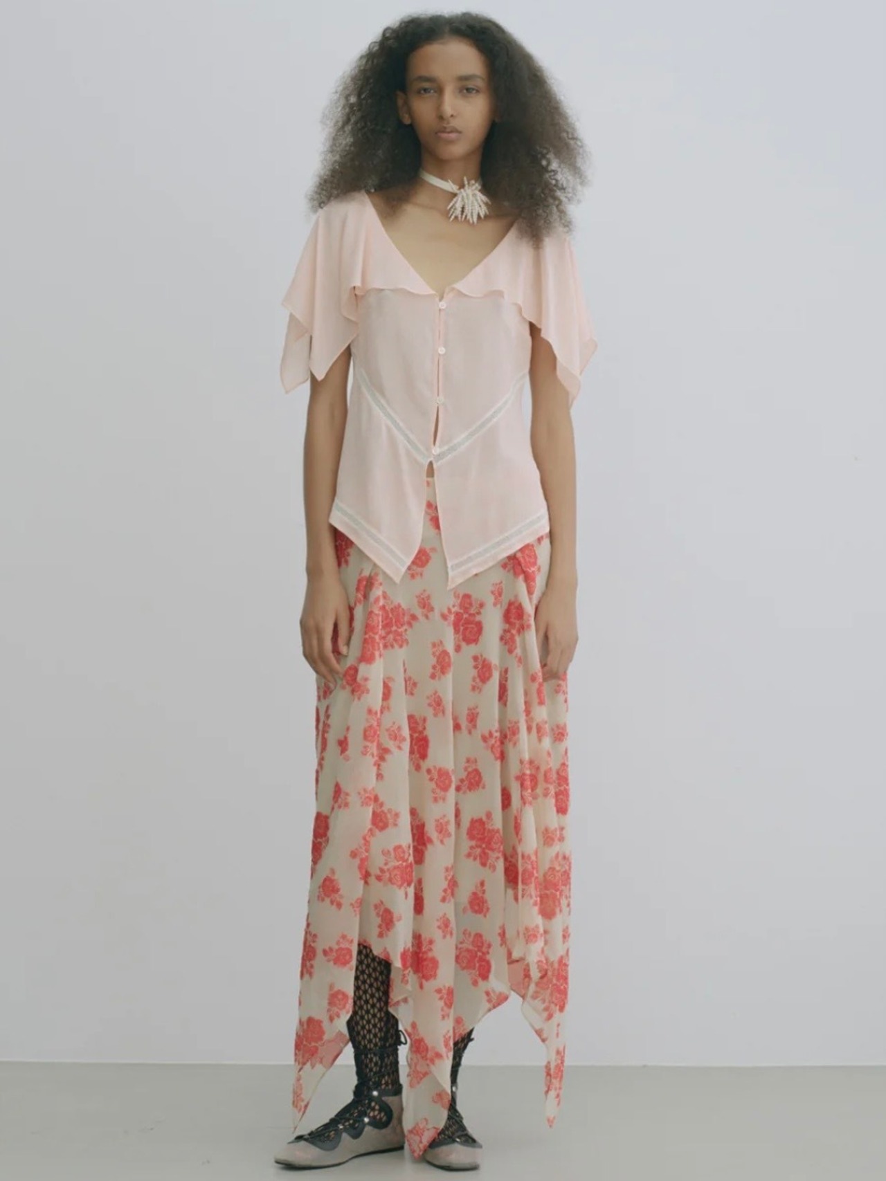 【26SS】FETICO フェティコ / LACE JACQUARD TOP / ブラウス - 3