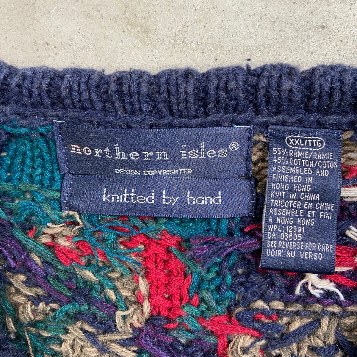 90年代 northern isles ハンドニット ネイティブ柄 ラミー混 コットン