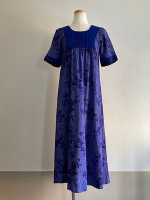 Vintage Blue Purple Floral Tent Dress