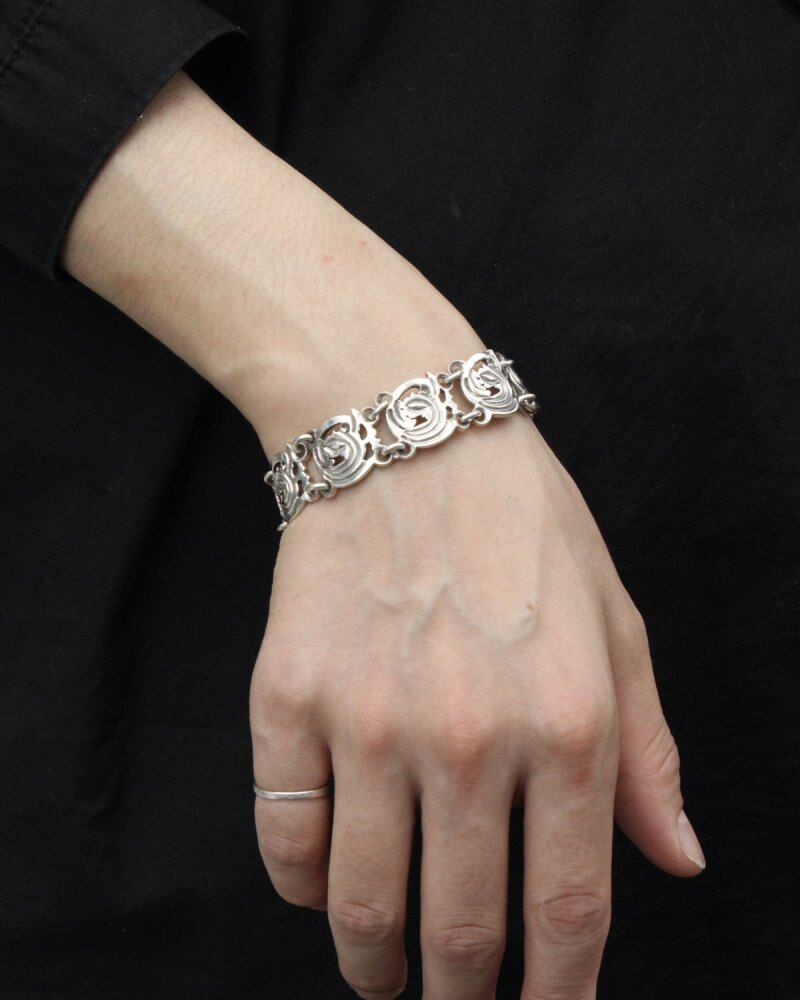Vintage Heavy Silver Bracelet [TAXCO MEXICO 1960s- 980SILVER] Sea