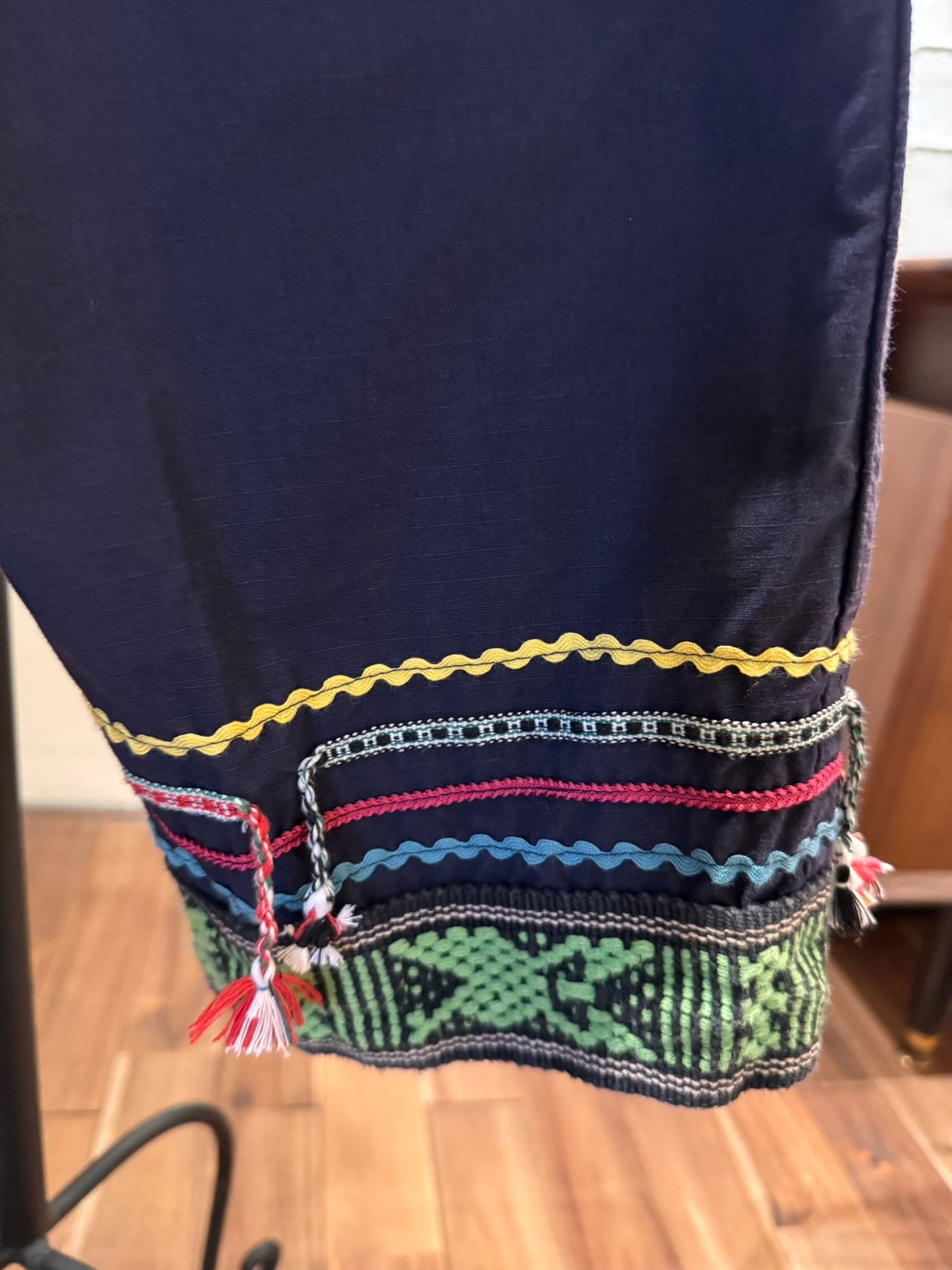 OAXACA ネイビーチロリアンテープカーゴパンツ