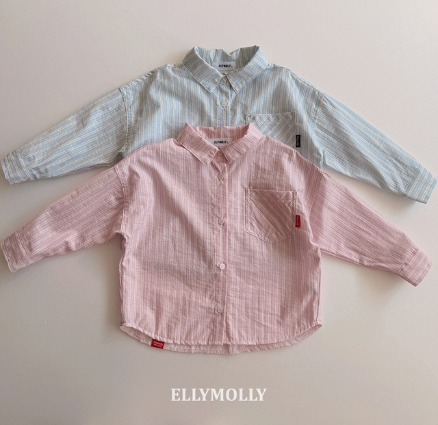 【取寄】elly molly｜clear stripe shirt｜クリアストライプシャツ｜5-19｜kids&jr｜26 spring
