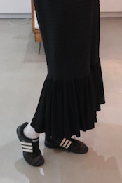 Vuokko ribbed jersey frilled hem dress