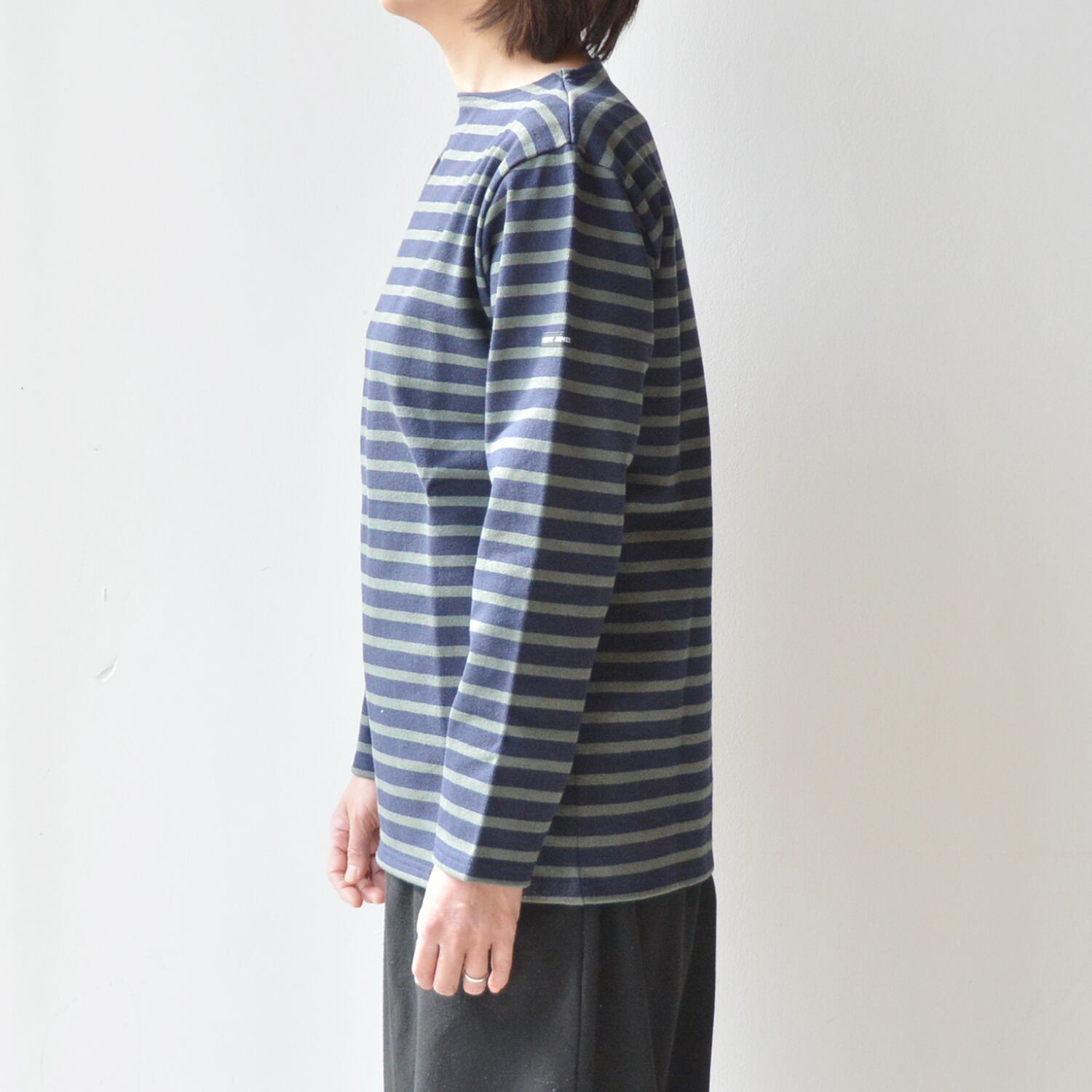 セントジェームス SAINT JAMES ボーダーシャツ(OUESSANT)NAVY/VEGETAL【レターパックプラス可】