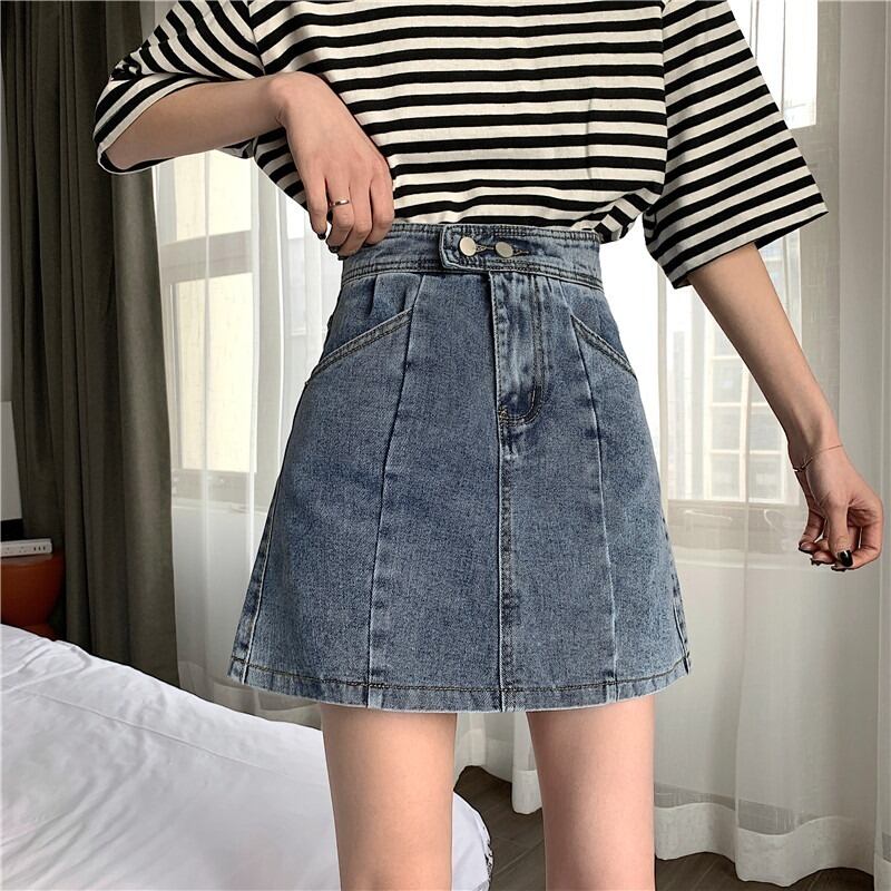2020年夏新入生ハイウエストAラインバストスカートレトロ香港スタイルブラックデニムスカート女性トレンド 1号婦人43685783551