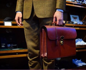 Rutherfords / Flap Over Brief Case  / Chestnut