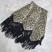 社交ダンス 衣装 ラテン スカート レッスンウェア 練習着 レディース オールシーズン PAPILLON パピヨン 黒 ヒョウ柄 フリンジ ブラック系 ヒョウ柄スカート ダンスウェア フリンジスカート ブラックスカート 講師用 社交ダンス練習着 レディース衣装 スカートL 練習用スカート ポリエステル製 軽やか スタイリッシュ ファスナー付き おしゃれ 可愛い 丈約64cm ウエスト32cm～