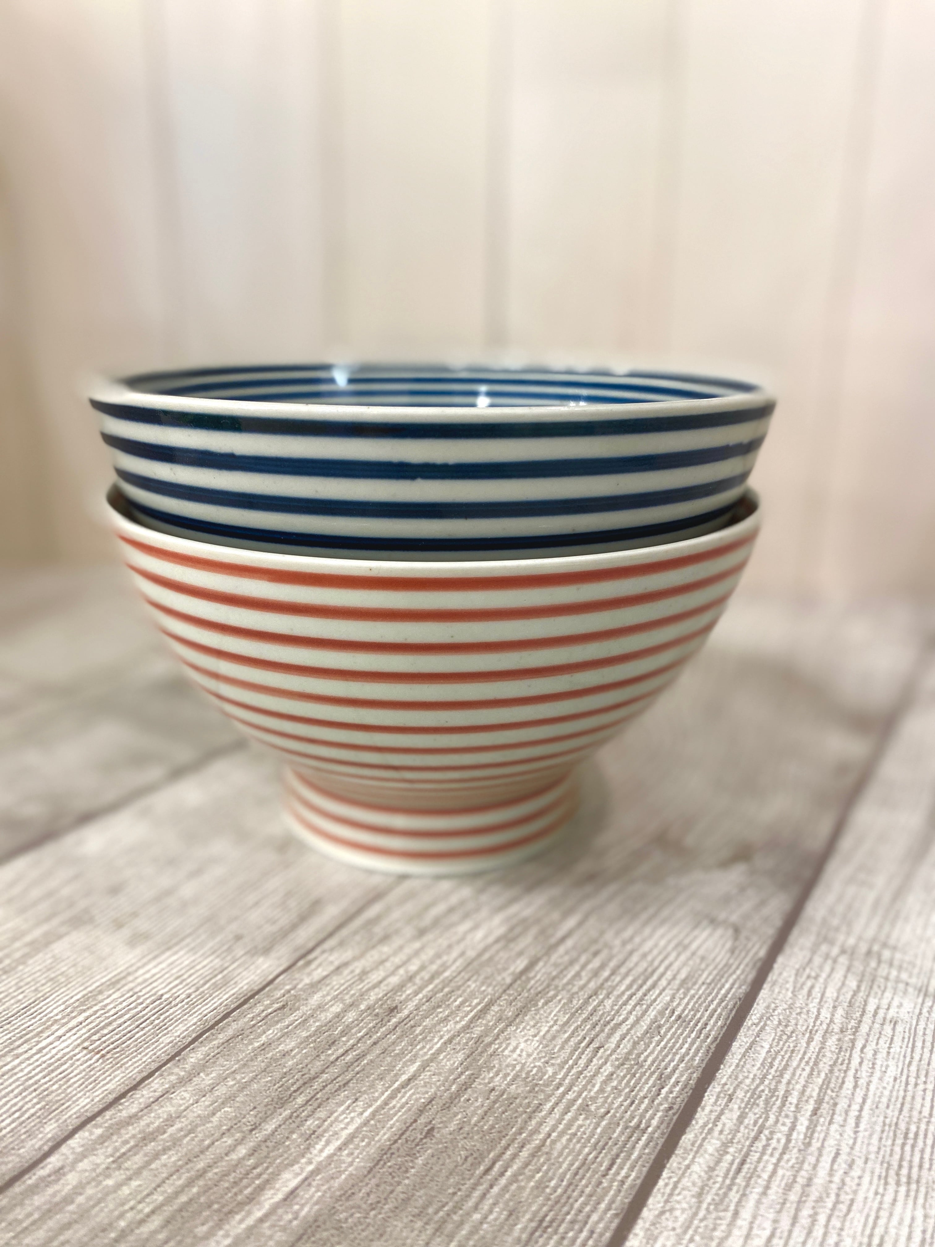 【波佐見焼】【朱駒】【藍駒】【広東丼】【和山窯】くらわんか丼　どんぶり　ボーダー　和食器