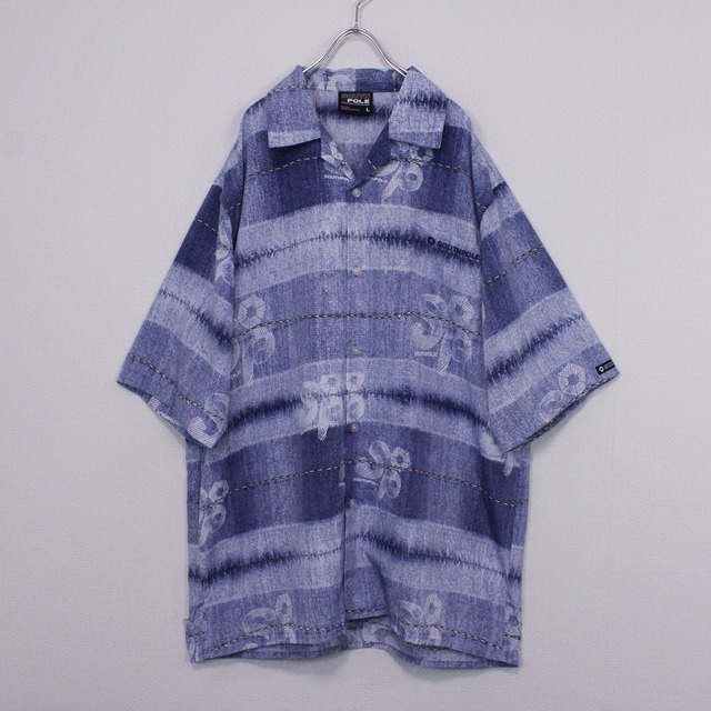 【Caka act2】"SOUTH POLE" Denim Pattern Print Loose Shirt