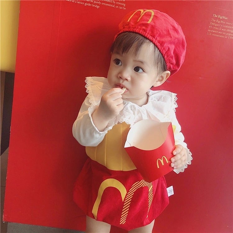 100  コスプレ マクドナルド風 ポテト ロンパース 子ども キッズ