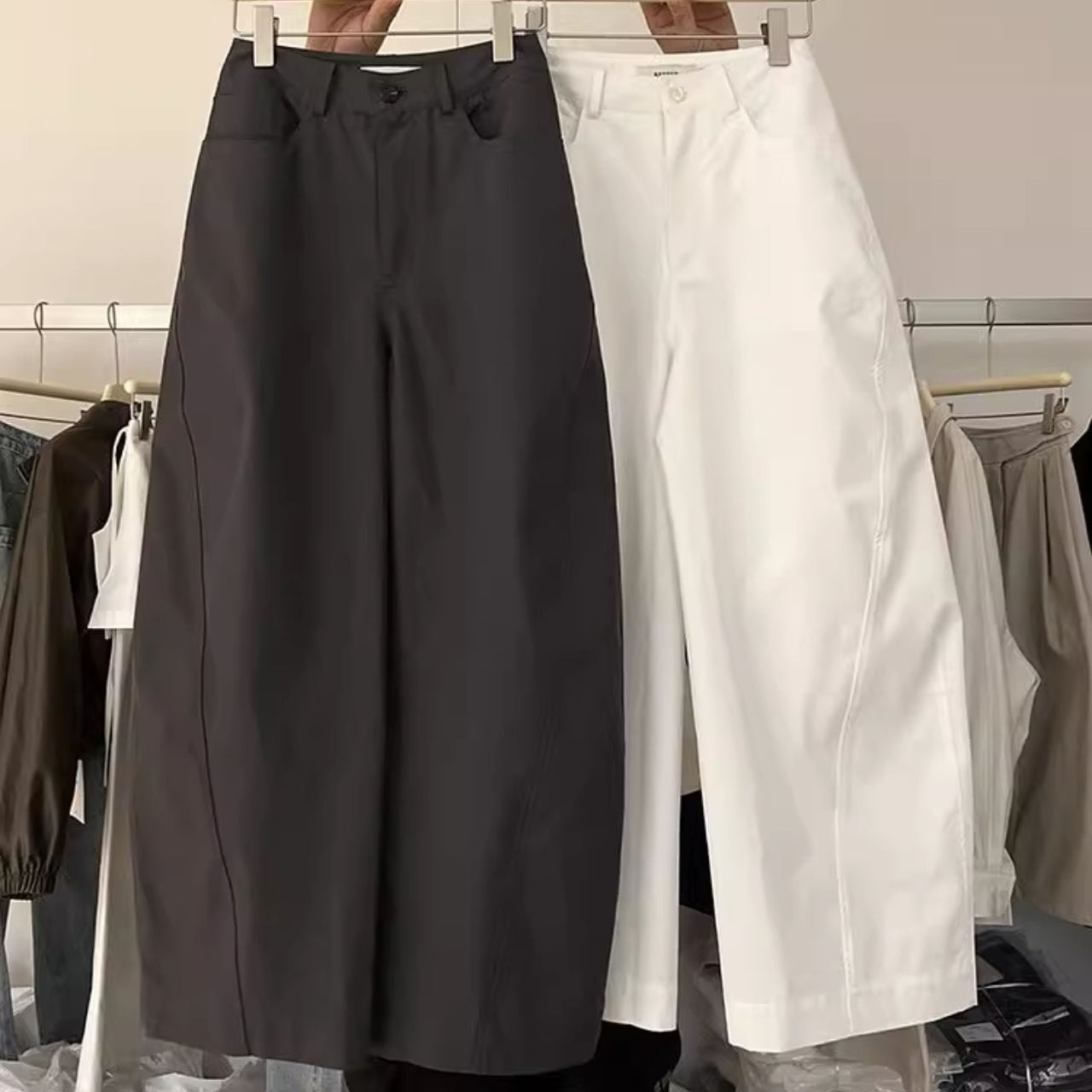 ハイウエスト ノータック ストレートワイドパンツ Ln00167