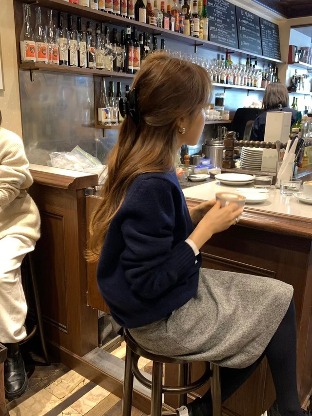 (OUNCE) classic herringbone wool mini skirt / 2color