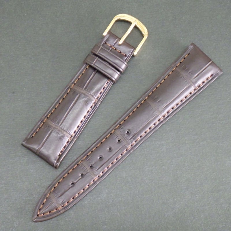 BAMBI 時計ベルト ワニ革バンド 17mm 18mm 19mm 20mm 竹符 マット