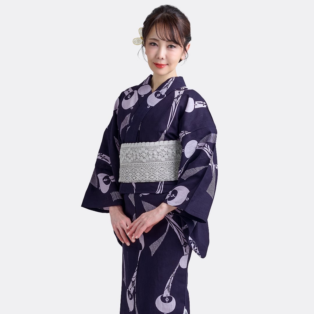 IKS 浴衣 注染 喜 No58 綿麻 先染 プレタ お仕立て済 日本製 | IKS