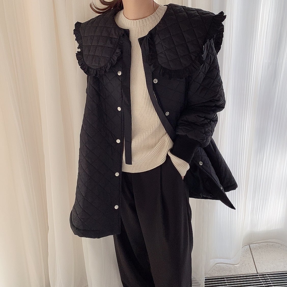 Sweet quilting coat /black (12月中旬頃発送予定)