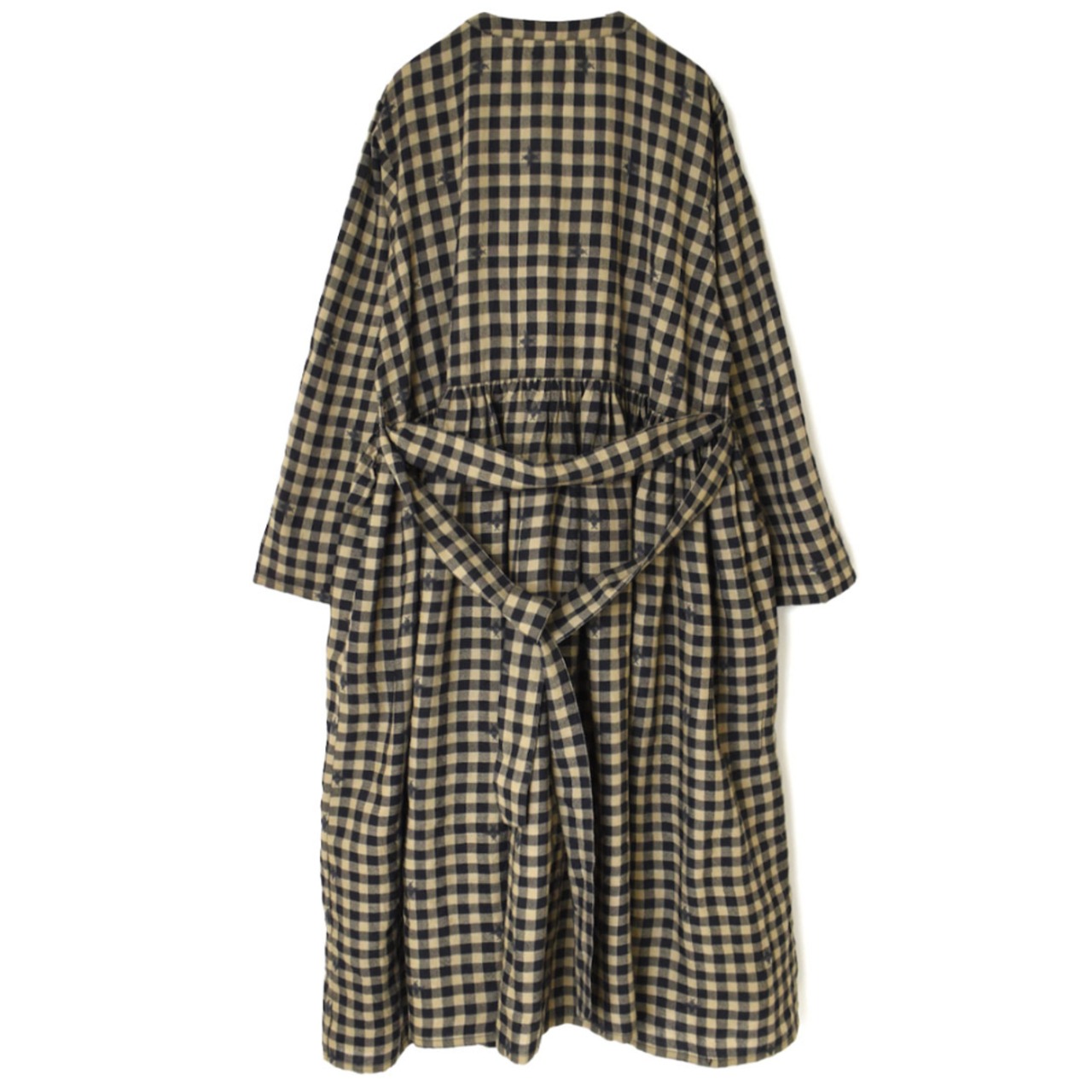 maison de soil（メゾンドソイル）ギンガム+ジャガード柄 カシュクールワンピース