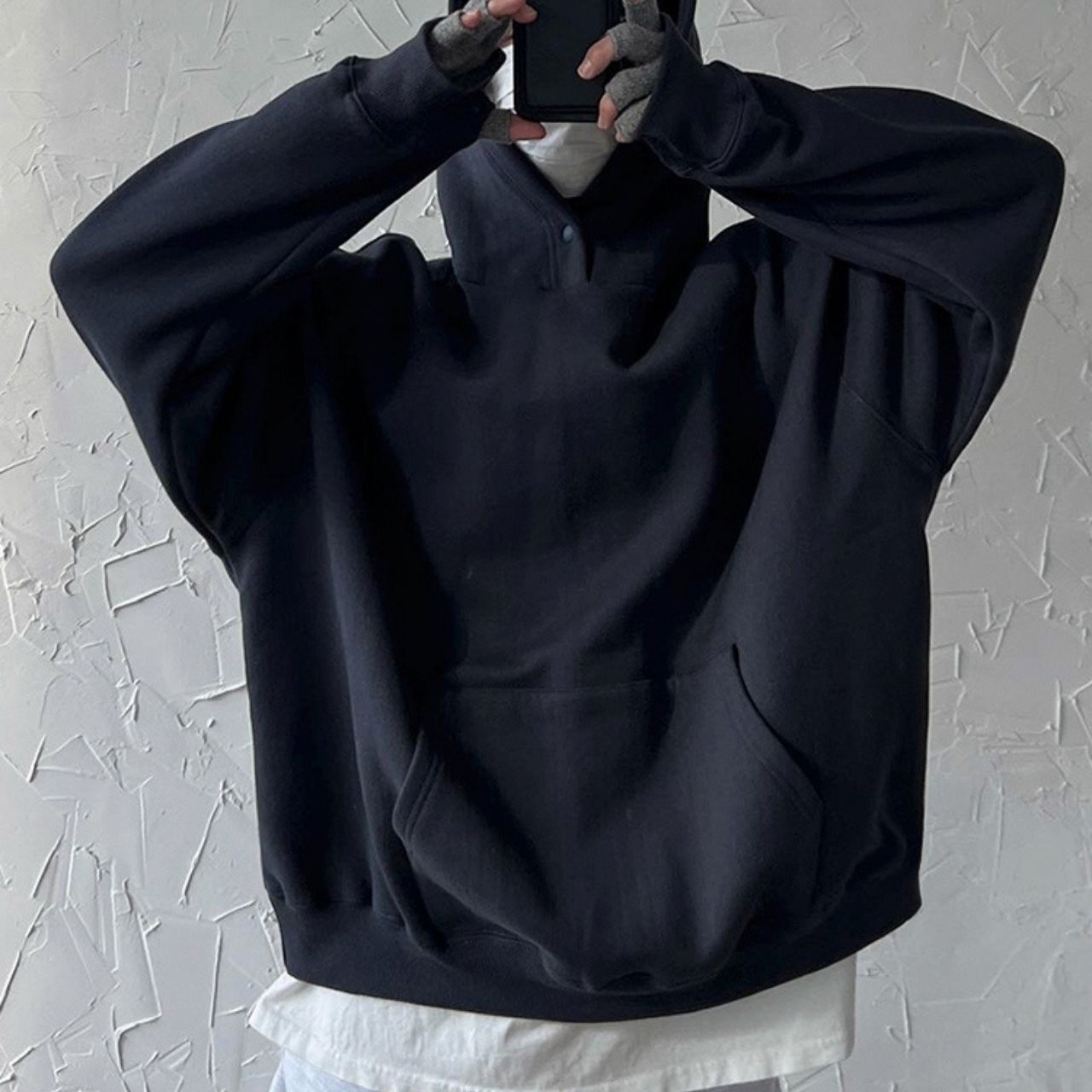 ビッグシルエット ドロップショルダー フーディー プルオーバー　1001