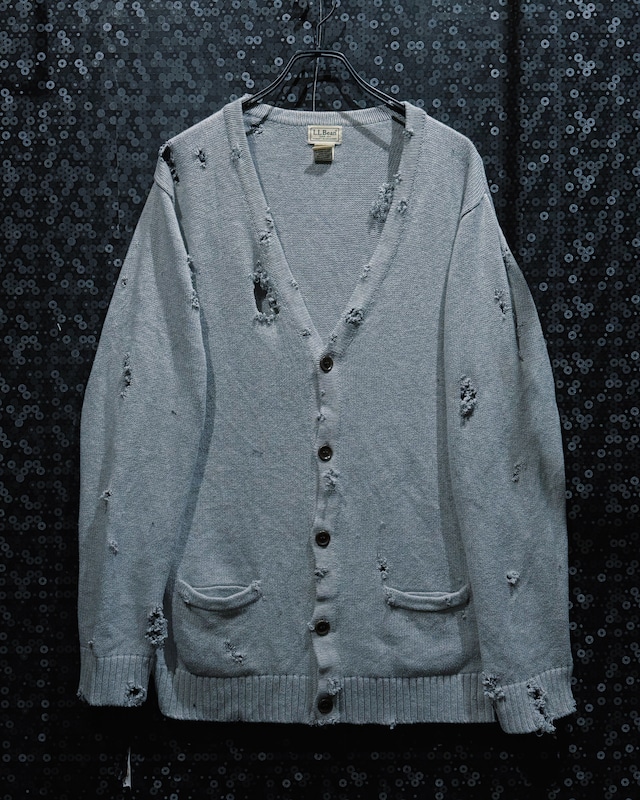 【AEIEM】original“boro”remake L.L.Bean Extreme Damage Cotton Cardigan – Ash Blue