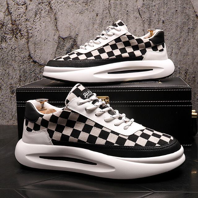 予約販売】ダッドスニーカー 厚底 メンズ アグリースニーカー チェック