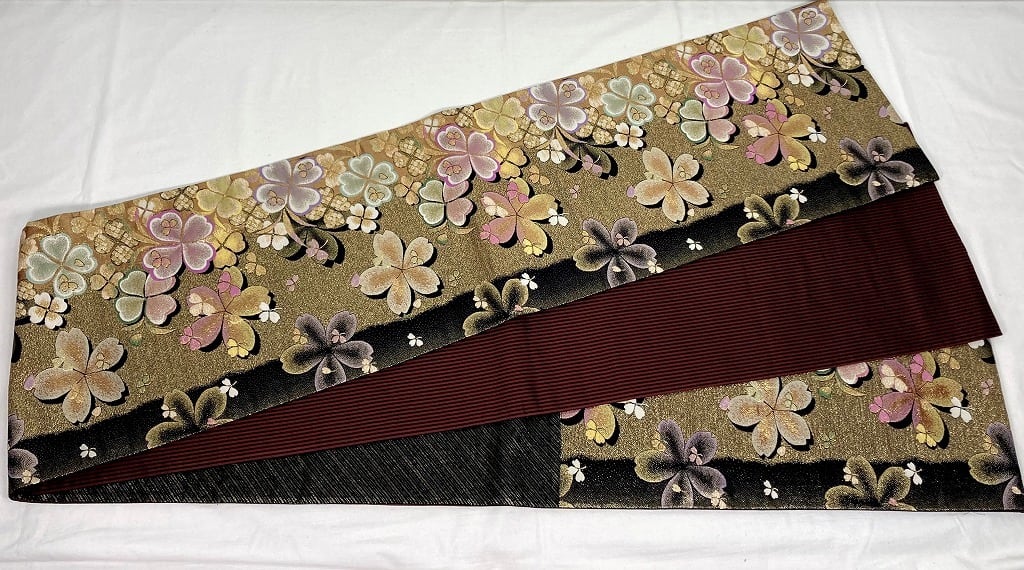 振袖 3点セット 金通し 金駒刺繍 袋帯 襦袢 花柄 桜 梅 菊 正絹 黒 白