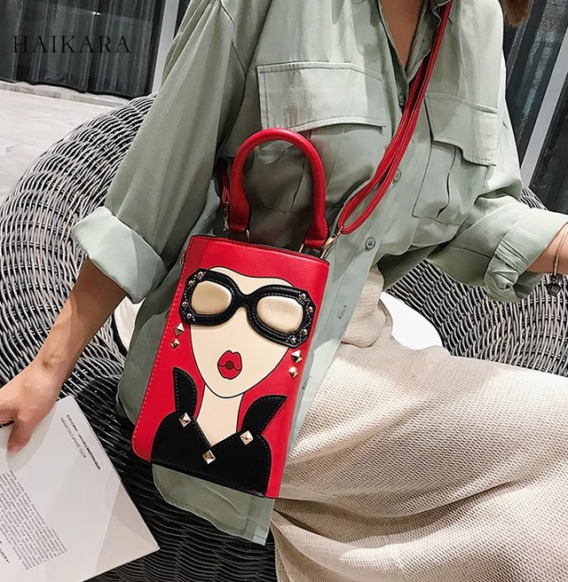 retro style girl design bag