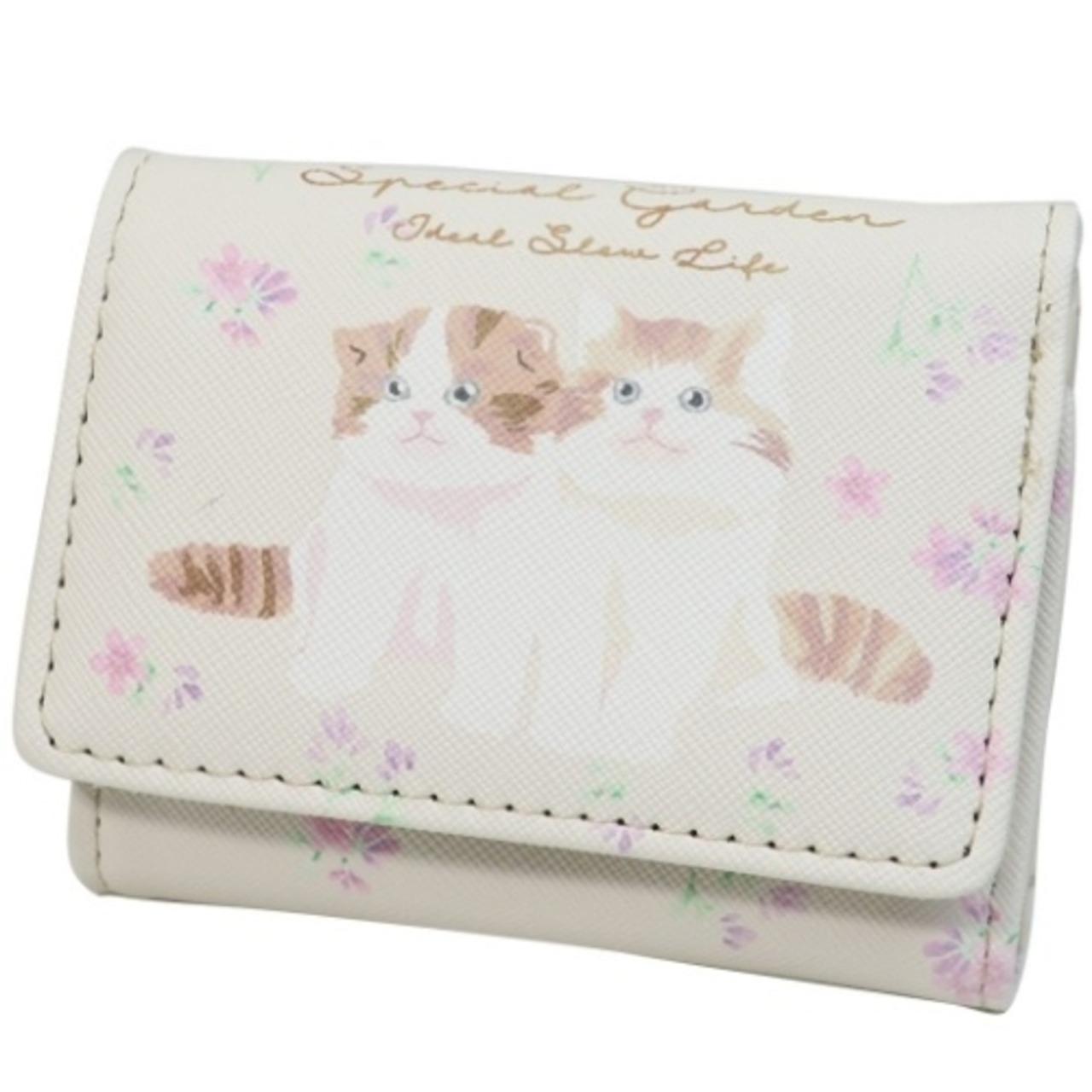 かわいいネコ　便利な 三つ折りコンパクト財布