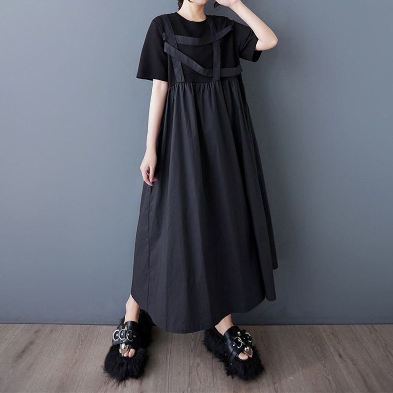 クロスデザイン マキシ丈 ワンピース 30078