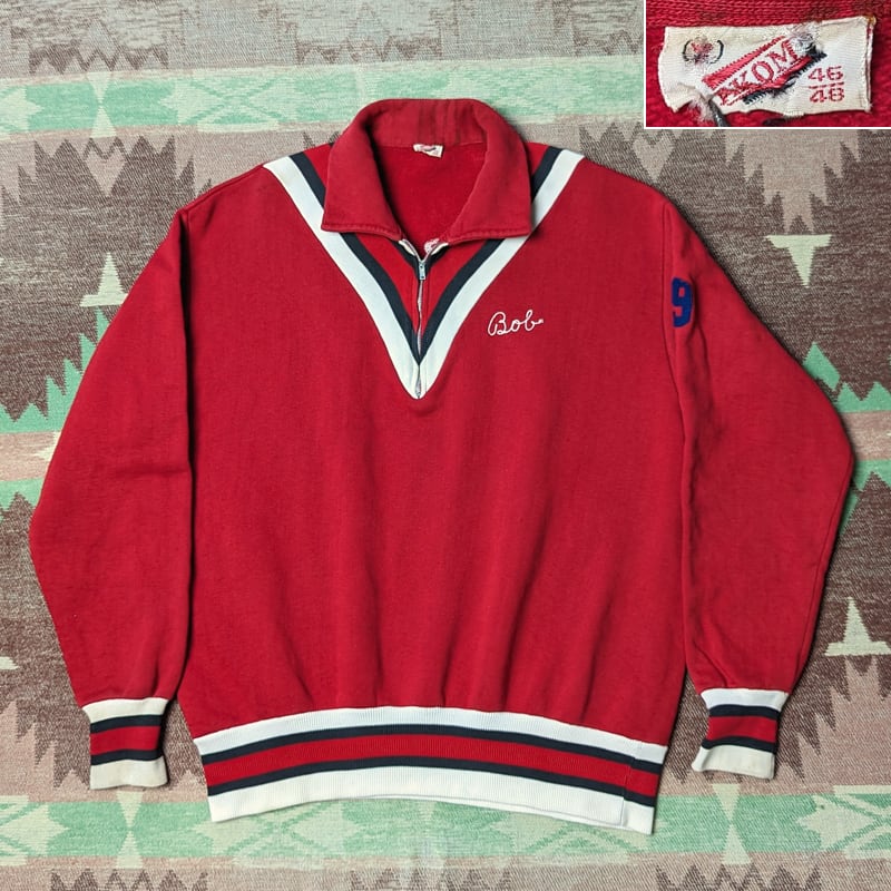 50s AKOM Half-Zip Sweatshirt （XL） w/ Embroidery | Wonder Wear 