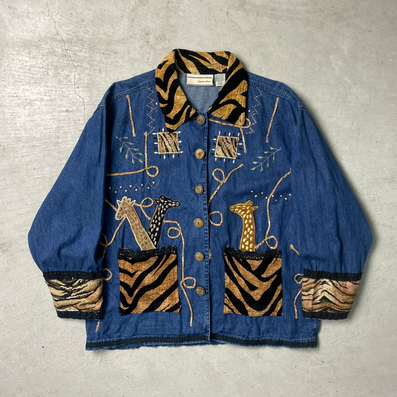 Carrie Allen デニムジャケット アニマル 刺繍 レディース メンズXL