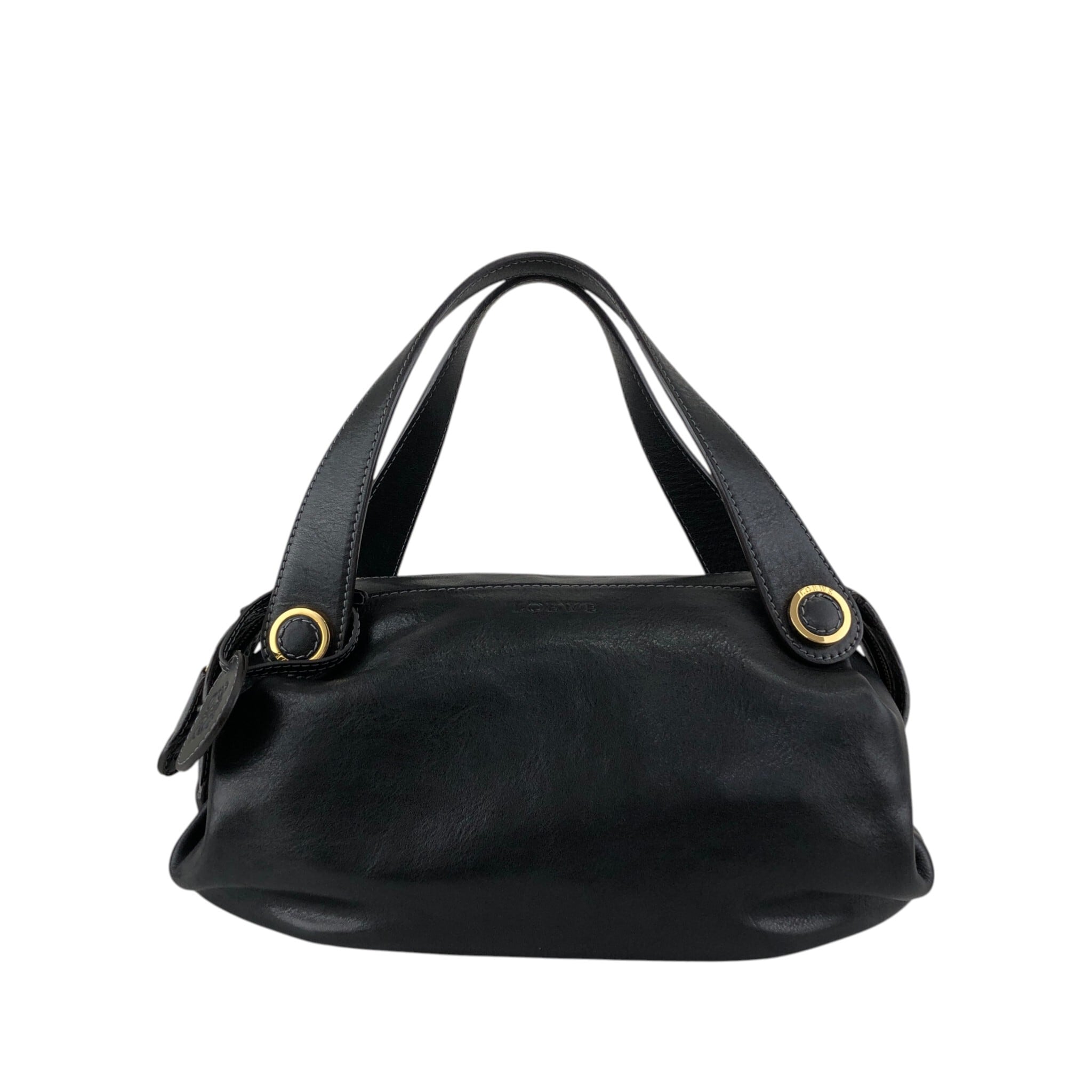 ロエベ ヴィンテージ アナグラムエナメルレザー ハンドバッグ LOEWE ロエベ ハンドバッグ ブラック アナグラム レザー vintage